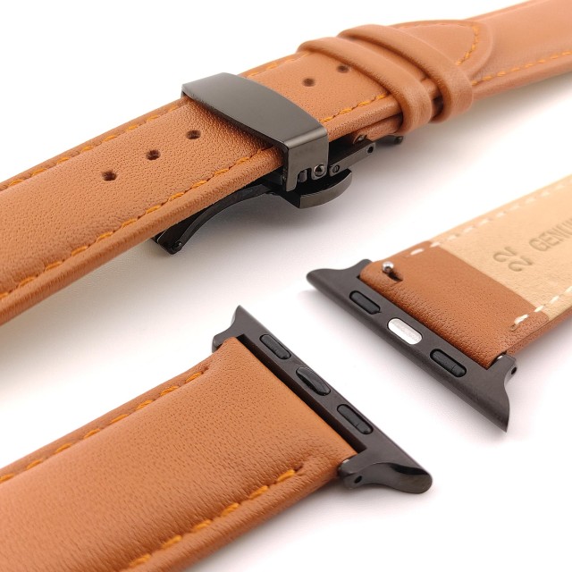 Apple Watch Luxus Lederarmband mit Butterfly Faltschließe - Adon | SMANIQUE