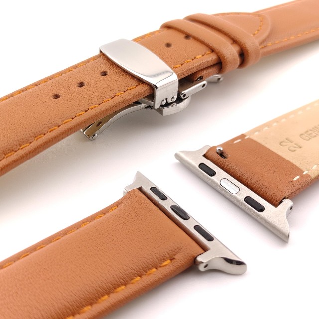 Apple Watch Dressy Genuine Leather Band with Butterfly Clasp - Adon
