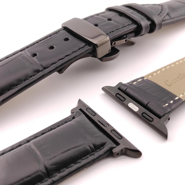 Bracelet Apple Watch en Cuir Véritable avec Fermoir Papillon - Cerbero