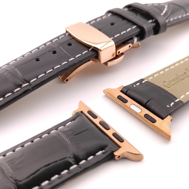 Bracelet Apple Watch en Cuir Véritable avec Fermoir Papillon - Cerbero