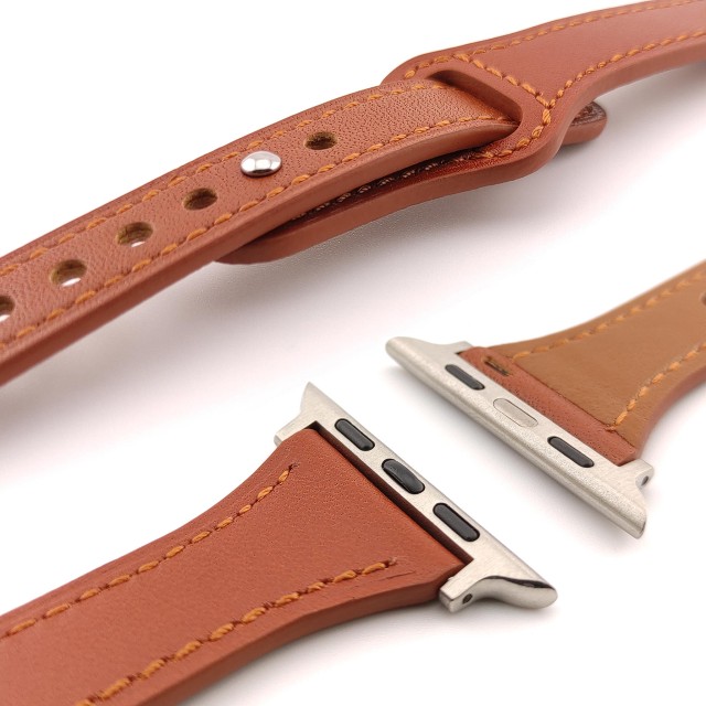 Bracelet Apple Watch en Cuir Véritable Fin Pin-and-Tuck - Hera Slim | SMANIQUE