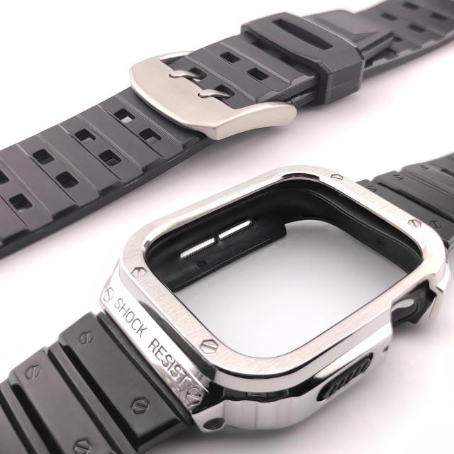 Cinturino Apple Watch in Acciaio e Silicone con Cover Integrata - Honos