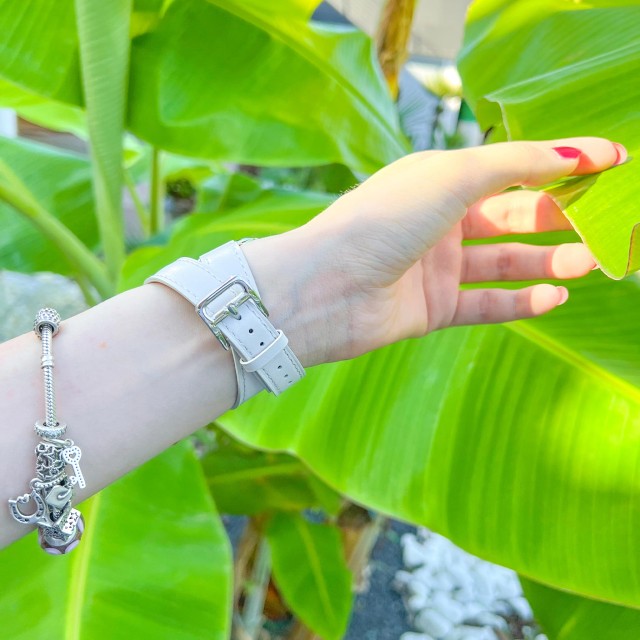 Bracelet Apple Watch Double Tour Fin en Cuir Véritable