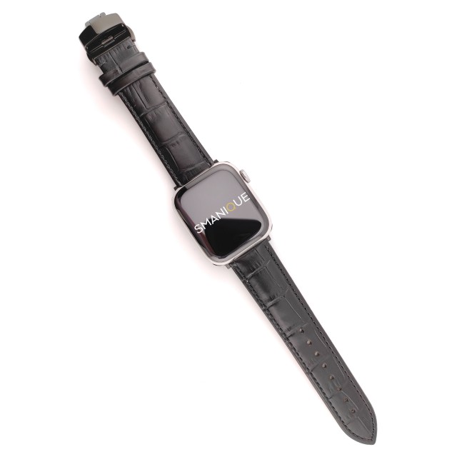 Bracelet Apple Watch en Cuir Véritable avec Fermoir Papillon - Cerbero
