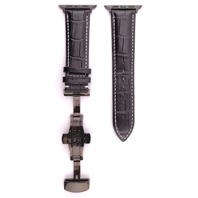 Apple Watch Luxus Lederarmband mit Butterfly Faltschließe - Cerbero