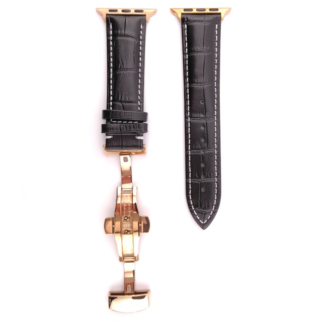 Bracelet Apple Watch en Cuir Véritable avec Fermoir Papillon - Cerbero