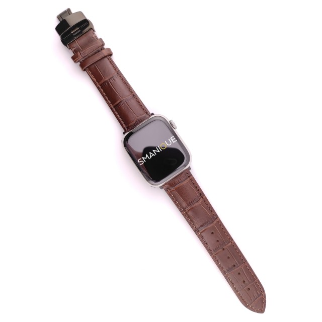Bracelet Apple Watch en Cuir Véritable avec Fermoir Papillon - Cerbero