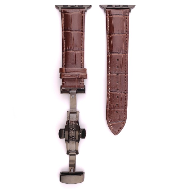 Bracelet Apple Watch en Cuir Véritable avec Fermoir Papillon - Cerbero