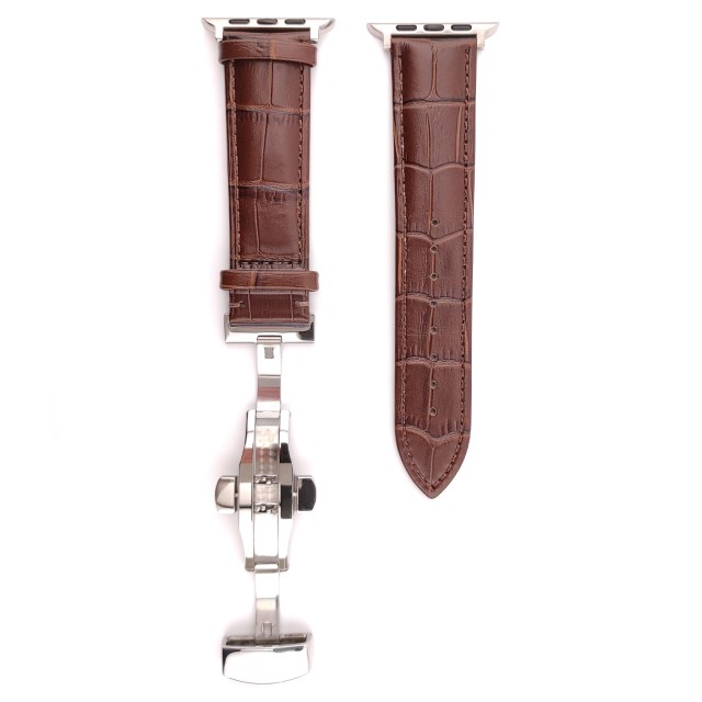 Bracelet Apple Watch en Cuir Véritable avec Fermoir Papillon - Cerbero