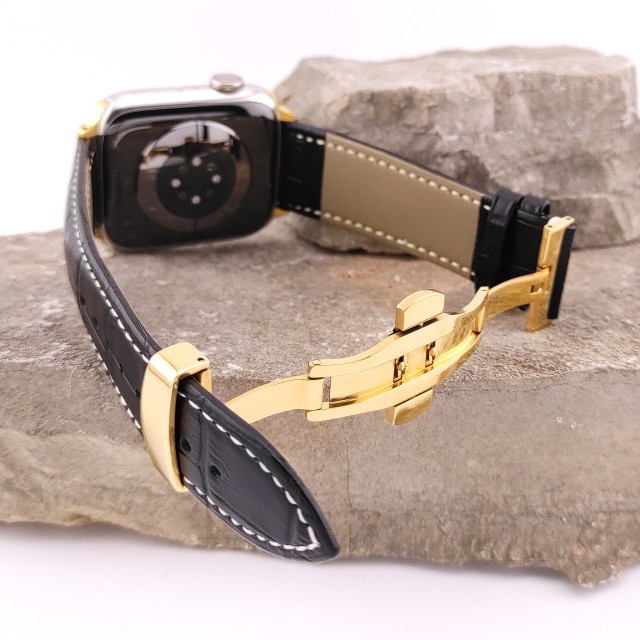 Apple Watch Luxus Lederarmband mit Butterfly Faltschließe - Cerbero