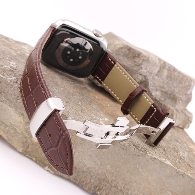 Apple Watch Luxus Lederarmband mit Butterfly Faltschließe - Cerbero