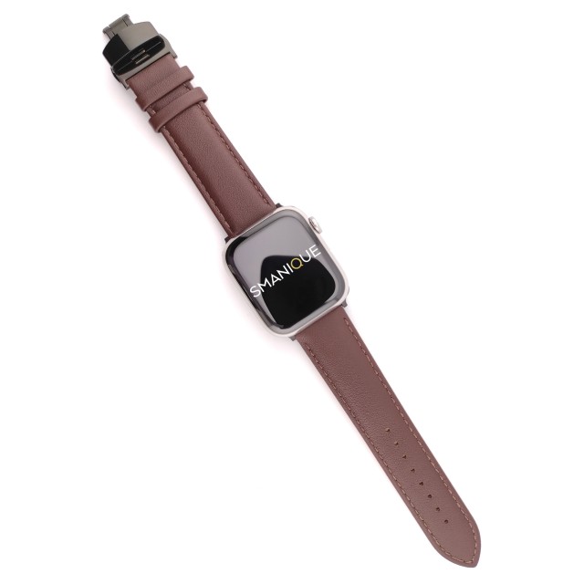 Bracelet Apple Watch en Cuir Véritable avec Fermoir Papillon - Adon