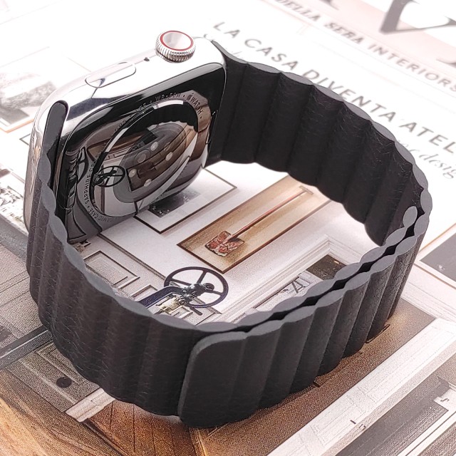 Bracelet Apple Watch croco cuir 100% véritable 42mm noir