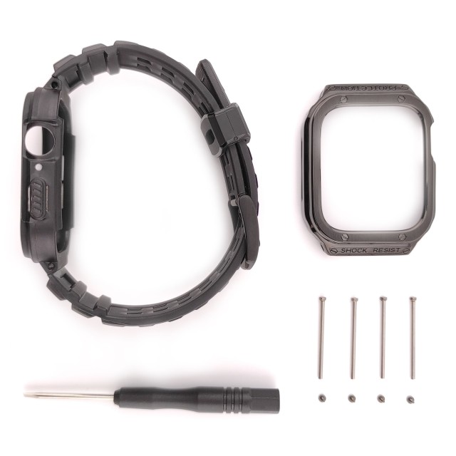 Apple Watch Edelstahl und Silikon Armband mit Gehäuse Set - Honos