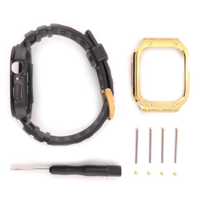 Apple Watch Edelstahl und Silikon Armband mit Gehäuse Set - Honos