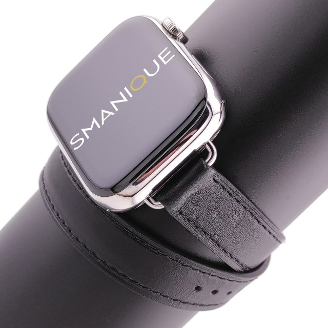 Bracelet Apple Watch Double Tour Fin en Cuir Véritable