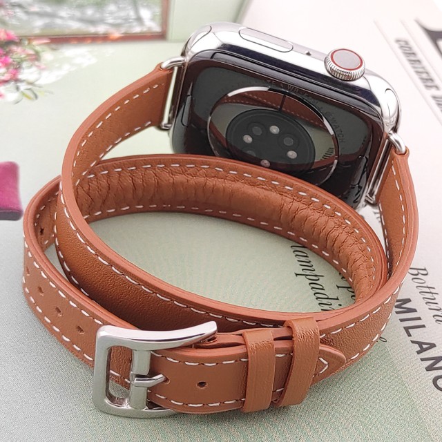 Cinturino Apple Watch Double Tour Sottile in Vera Pelle