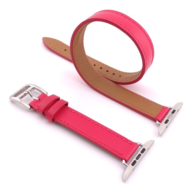 Bracelet Apple Watch Double Tour Fin en Cuir Véritable