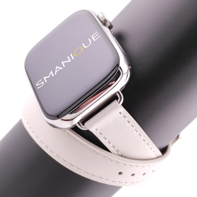 Bracelet Apple Watch Double Tour Fin en Cuir Véritable