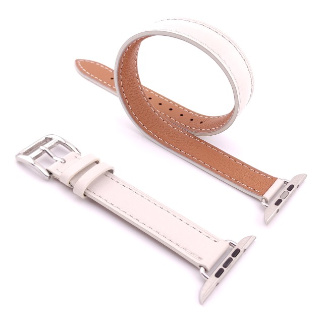 Bracelet Apple Watch Double Tour Fin en Cuir Véritable