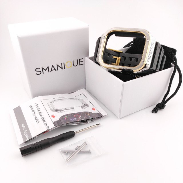 Apple Watch Edelstahl und Silikon Armband mit Gehäuse Set - Honos