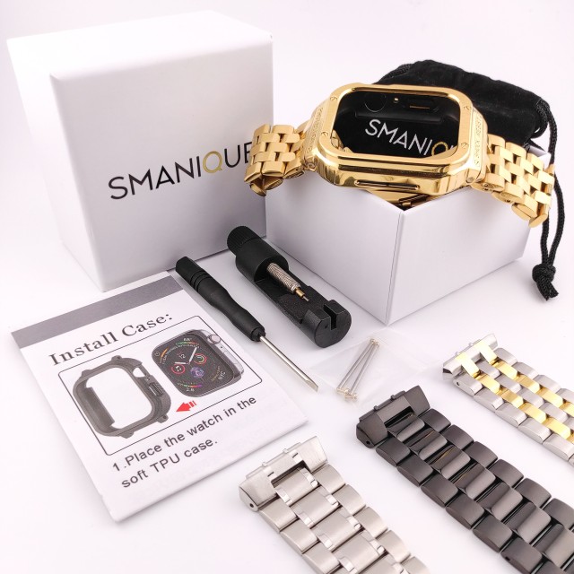 Apple Watch Luxus Edelstahl Armband mit Gehäuse Set - Devel | SMANIQUE