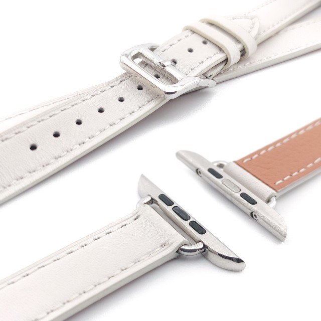 Bracelet Apple Watch Double Tour Fin en Cuir Véritable