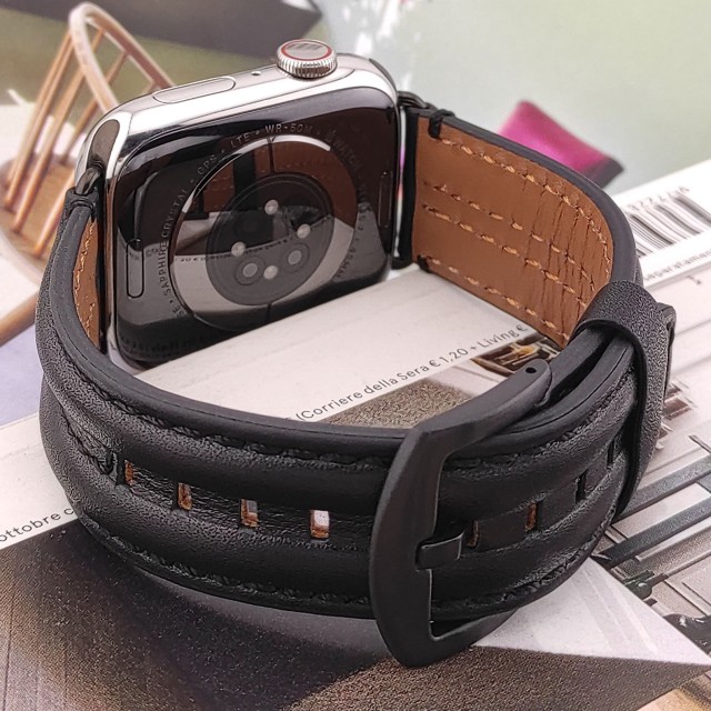 Apple Watch Bracelet Double Ridge en Cuir Véritable - Heracles