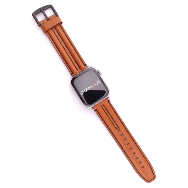 Apple Watch Bracelet Double Ridge en Cuir Véritable - Heracles