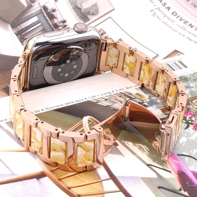 Apple Watch Gliederarmband aus Kunstharz und Stahl – Mireya