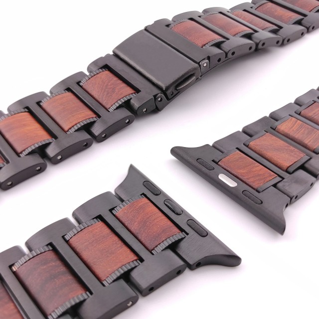 Apple Watch Gliederarmband aus Holz und Stahl – Thanos