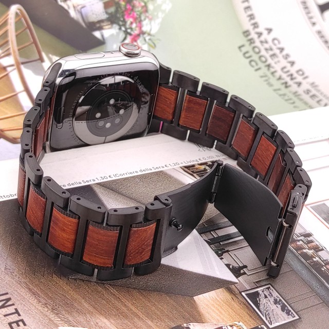 Apple Watch Gliederarmband aus Holz und Stahl – Thanos