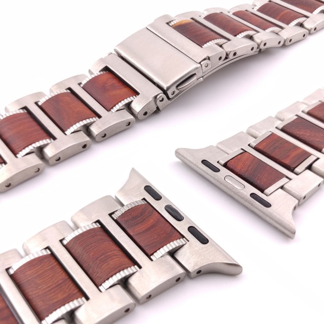 Apple Watch Gliederarmband aus Holz und Stahl – Thanos