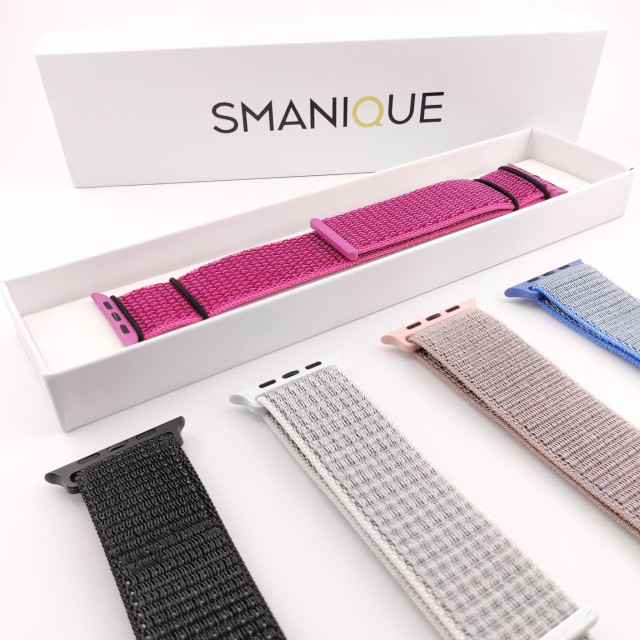 Bracelet de montre sport en nylon avec fermeture auto-agrippante pour Apple Watch - Saturno | SMANIQUE